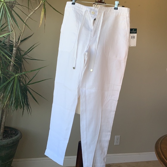 NWT Ralph Lauren white linen drawstring pants sz 4 - Picture 6 of 9